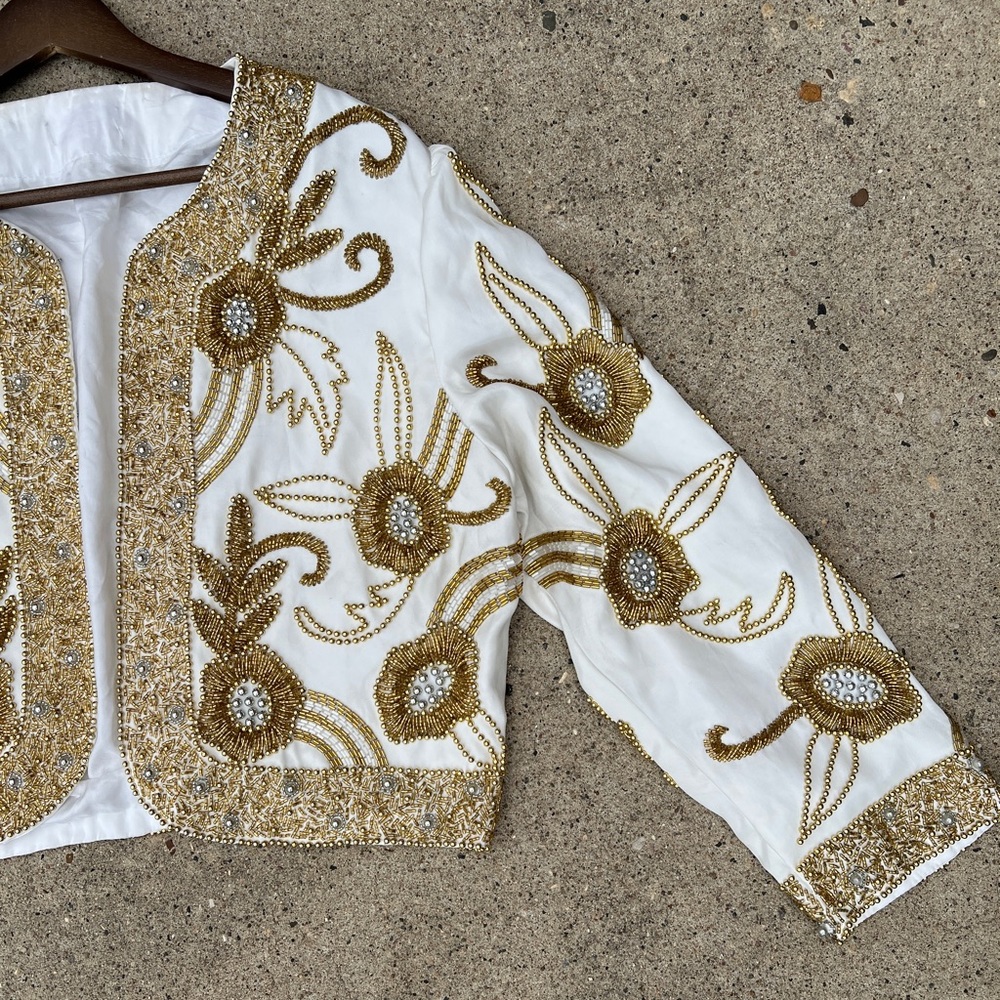 Vintage Appliquéd Crop Jacket